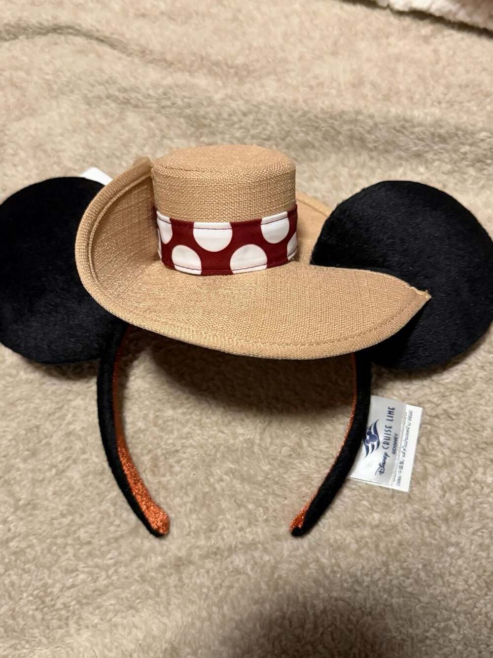 Disney Cruise Line Minnie Mouse Voyager Ear Headband with Straw Hat